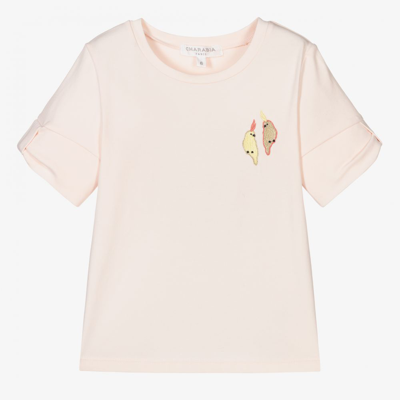 Charabia Babies' Girls Pink Cotton T-shirt