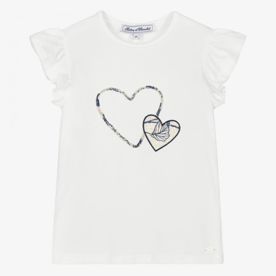 Tartine Et Chocolat Babies'  Girls Ivory Heart T-shirt
