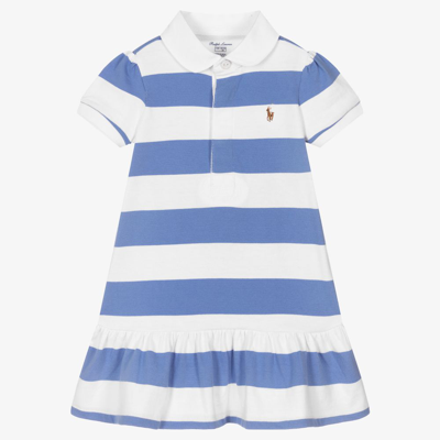 Ralph Lauren Girls Blue & White Polo Baby Dress