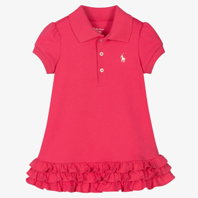 Ralph Lauren Girls Pink Cotton Polo Baby Dress