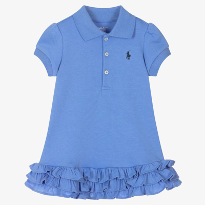 Ralph Lauren Girls Blue Cotton Polo Baby Dress