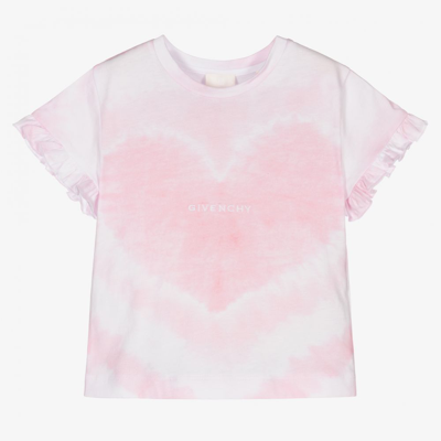 Givenchy Babies' Girls Pink Tie Dye Heart T-shirt