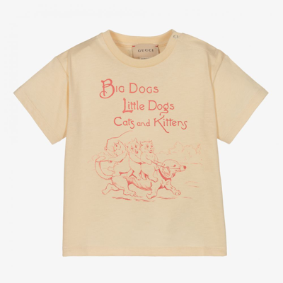 Gucci Babies' Graphic-print Cotton T-shirt In Neutrals