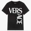 VERSACE TEEN BLACK COTTON LOGO T-SHIRT