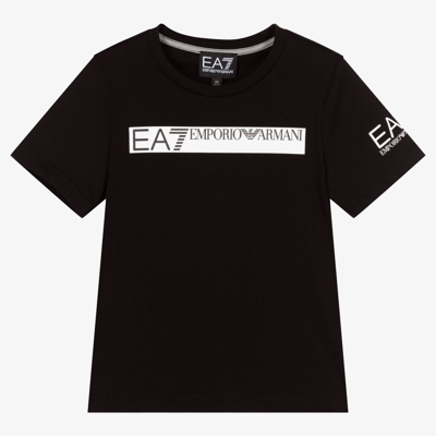 Ea7 Babies' Logo Tape Short-sleeve T-shirt In Black