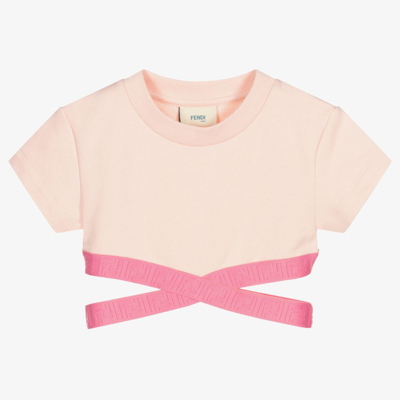 Fendi Babies' Girls Pink Cropped T-shirt