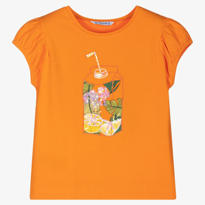 Mayoral Babies' Girls Orange Fruits T-shirt