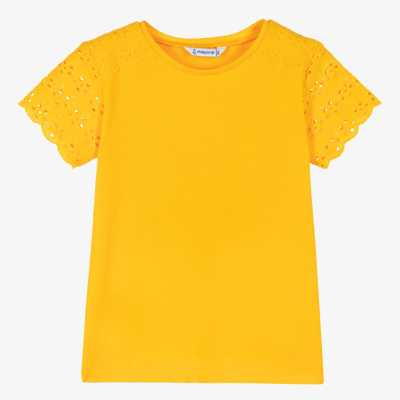 Mayoral Babies' Girls Orange Cotton T-shirt