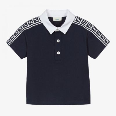 Fendi Boys Blue Piqué Ff Baby Polo Shirt