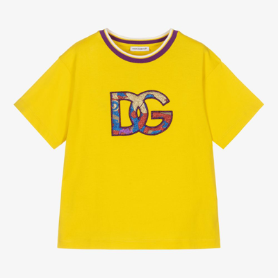 Dolce & Gabbana Babies' Girls Yellow Dg Cotton T-shirt