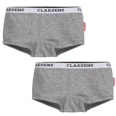 Claesen's Babies' Girls Grey Cotton Pants (2 Pack)