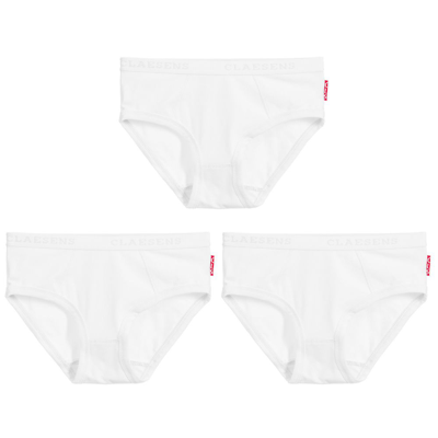 Claesen's Babies' Girls White Cotton Pants (3pack)