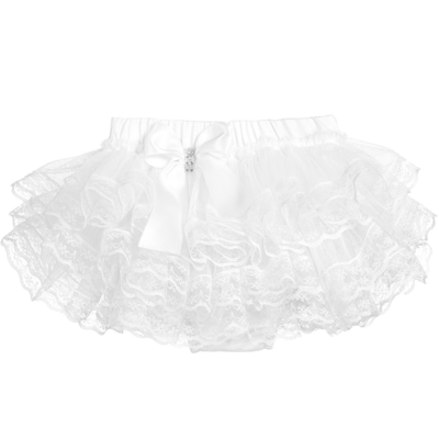 Beau Kid Baby Girls White Cotton Bloomer Shorts
