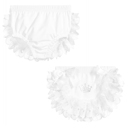 Beau Kid Girls White Frilly Baby Knickers