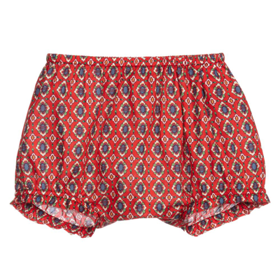 Gucci Babies' Girls Red Cotton Floral Bloomers