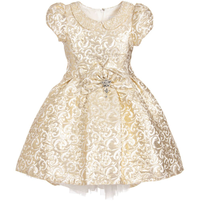 Romano Princess Kids' Girls Gold Jacquard Dress Set