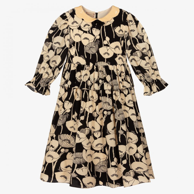 Gucci Girls Teen Black & Ivory Silk Dress