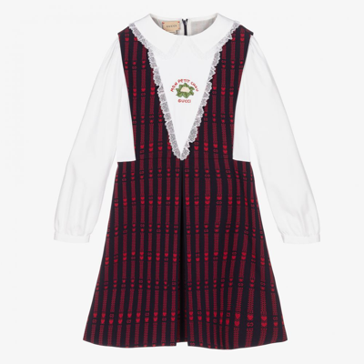 Gucci Girls Teen Navy Blue Cotton Dress