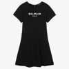 BALMAIN TEEN GIRLS BLACK LOGO DRESS
