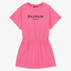 BALMAIN TEEN GIRLS PINK LOGO DRESS