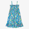 Versace Paisley-print Flared Dress In Blue