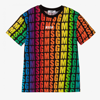 Msgm Kids Black T-shirt With All-over Printed Multicolor Logo In Black