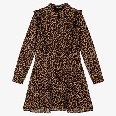 Nik & Nik Kids' Girls Brown Leopard Dress