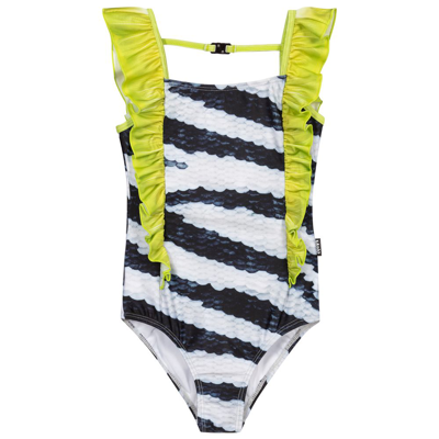Molo Babies' Girls Zebra Fish Swimsuit (upf50+) In White