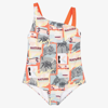 Kenzo Teen Graphic Print Swimsuit In Orange