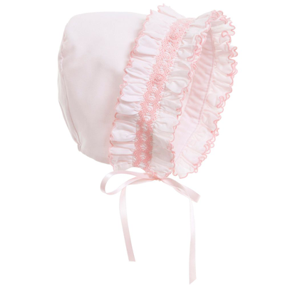 Sarah Louise Girls Pale Pink Smocked Baby Bonnet