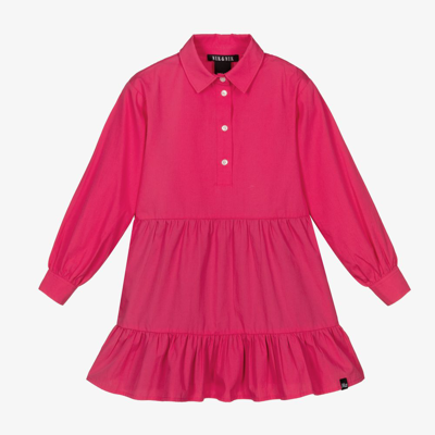 Nik & Nik Kids' Girls Pink Cotton Dress