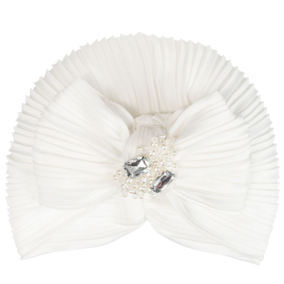 Sienna Likes To Party Kids'  Girls Ivory Pleated Turban