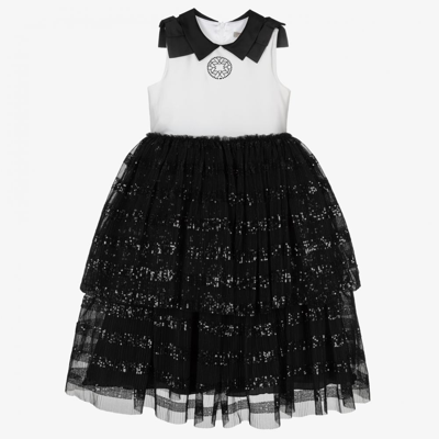 Elie Saab Kids' Girls White & Black Tulle Dress