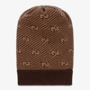 GUCCI BROWN & BEIGE GG WOOL HAT