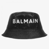 BALMAIN SHINY BLACK BUCKET HAT