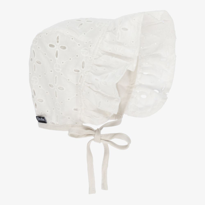 Elodie Babies' White Cotton Bonnet (spf30)