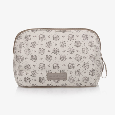 Pasito A Pasito Babies'  Beige Floral Wash Bag (21cm) In Grey