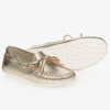CHILDREN'S CLASSICS GOLD LEATHER LOAFERS