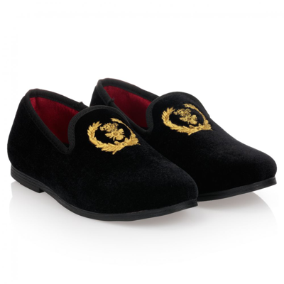 Romano Kids' Boys Black Crest Slipper Shoes