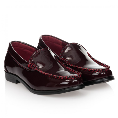 Romano Babies' Patent Burgundy Slip-on Shoes In Red