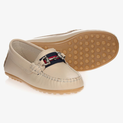 Children's Classics Beige Leather Moccasin Shoes