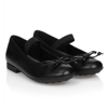 GEOX GIRLS BLACK LEATHER BALLET PUMPS