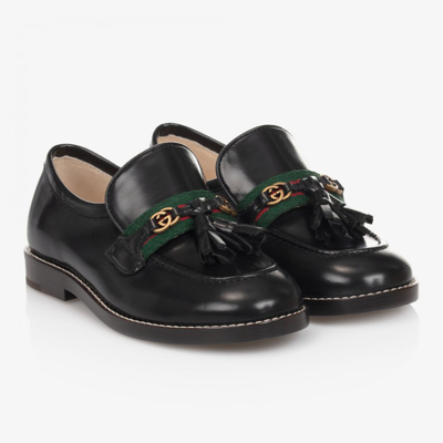 Gucci Black Tassel Leather Moccasin Loafers