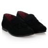ROMANO BOYS BLACK FAUX SUEDE LOAFERS