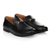 ROMANO BOYS BLACK FAUX LEATHER LOAFERS