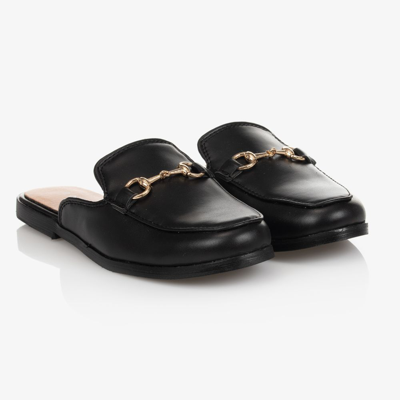 Romano Black Backless Loafer Shoes