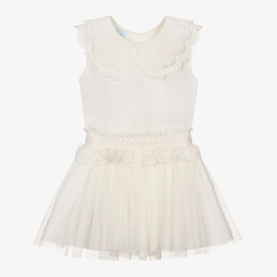 Artesania Granlei Babies' Girls Ivory Lace & Tulle Outfit