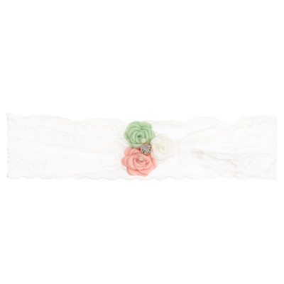 Cute Cute Kids' Girls Mint Green, Ivory & Pink Flower Headband