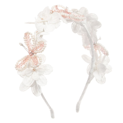 Sienna Likes To Party Kids'  Girls Pink Lace Butterfly Hairband