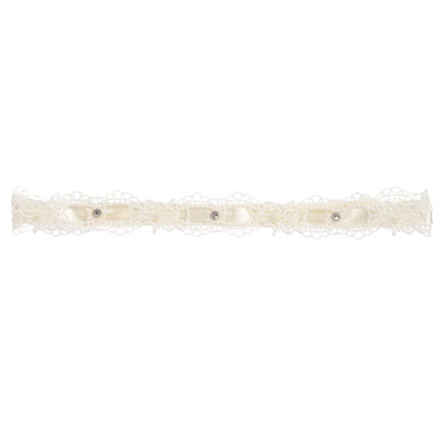 Cute Cute Babies' Girls Ivory Satin & Lace Headband